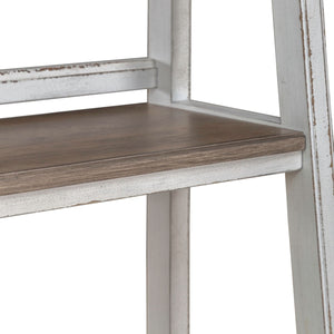 Liberty Furniture Magnolia Manor Antique White & Weathered Bark 5-Shelf Leaning Pier Bookcase