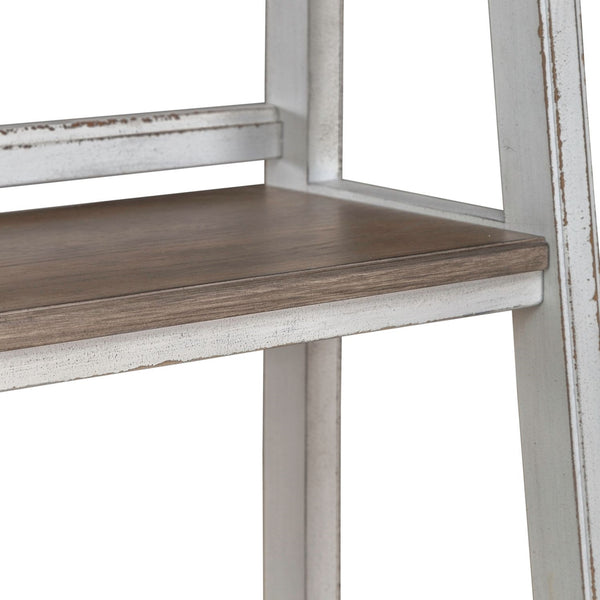 Liberty Furniture Magnolia Manor Antique White & Weathered Bark 5-Shelf Leaning Pier Bookcase