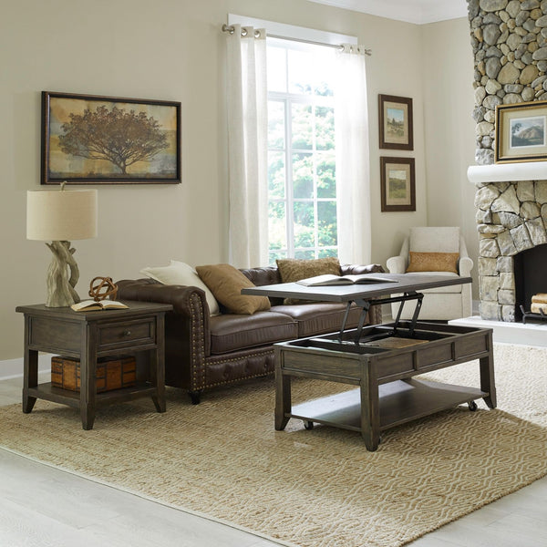 Liberty Furniture Paradise Valley Saddle Brown 3-Piece Lift-Top Cocktail Table & 2 End Tables Set