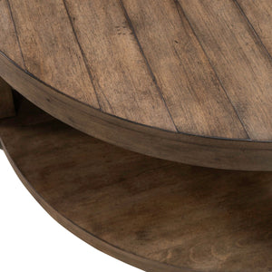 Liberty Furniture Broadmore Cobblestone Brown Round Cocktail Table with Casters