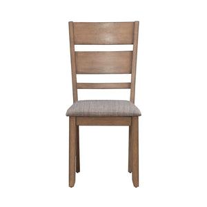 Liberty Furniture Brook Bay Sandstone 7-Piece Casual Dining Trestle Table, 6 Upholstered Slat Back Side Chairs Set