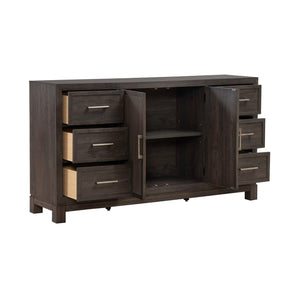 Liberty Furniture Modern Edge Caffe 2-Door 6-Drawer Dresser with Raised Block Base