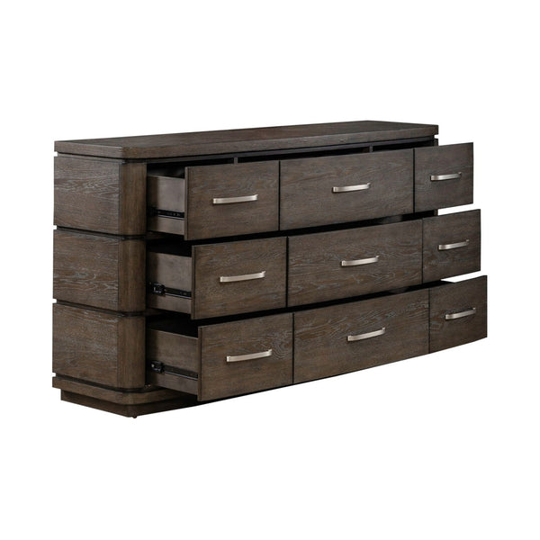 Liberty Furniture Cascade Falls Satin Espresso 9-Drawer Dresser with Starburst Veneer Pattern Top