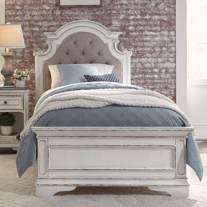 Liberty Furniture Magnolia Manor Antique White & Weathered Bark Full Tufted Upholstered Bed