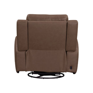 Liberty Furniture Beckham Aline Saddle Leather Swivel Glider Dual Power Recliner with USB