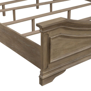 Liberty Furniture Magnolia Manor Weathered Bisque Queen Panel Bed with Intricate Bead Molding