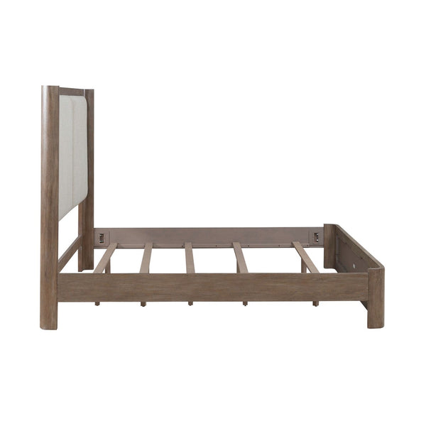 Liberty Furniture South Bend Burnished Clay Queen Shelter Bed with Textured Gravel Upholstery