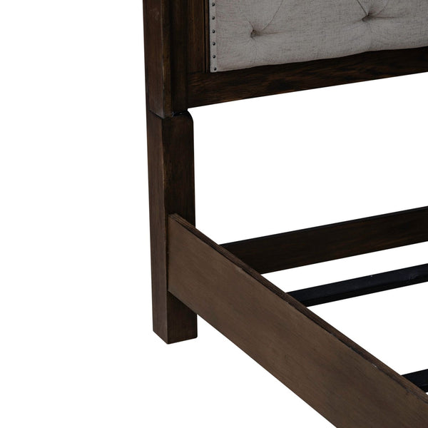 Liberty Furniture Paradise Valley Saddle Brown Queen Upholstered Bed with Bead Molding