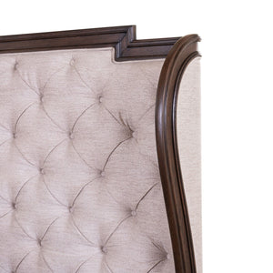 Liberty Furniture Provence Park Chateau Brown Queen Button Tufted Upholstered Shelter Headboard