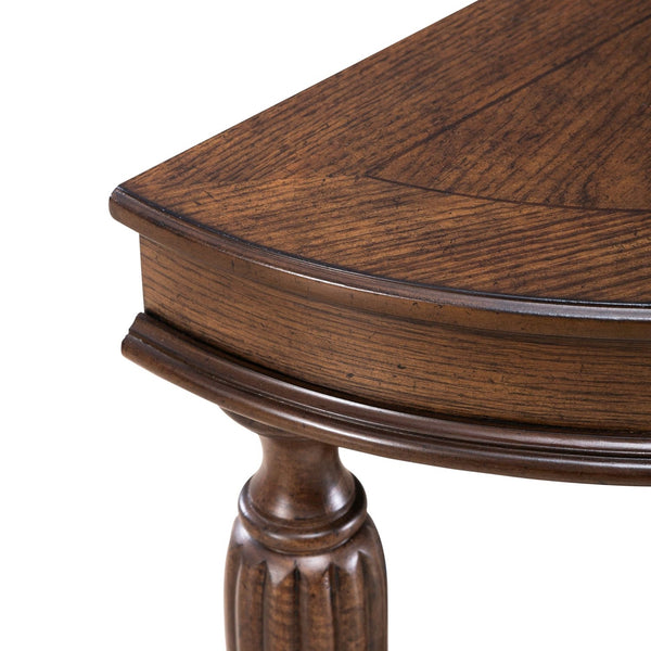 Liberty Furniture Allington Satin Sienna Demilune Sofa Table with Fancy Face Veneer Top