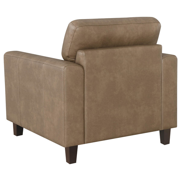 Coaster Scotland Faux Leather Upholstered Track Arm Chair Brown