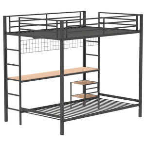 Coaster Campus Metal Full Over Twin Workstation Bunk Bed Matte Black
