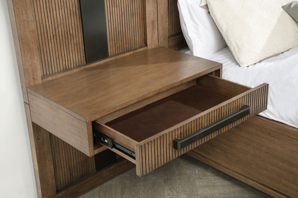 Coaster Terrace California King Wall Panel Storage Bed Ash Brown