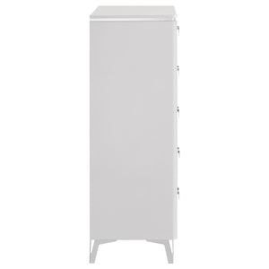 Coaster Cassia 5-Drawer Bedroom Chest Of Drawers White High Gloss