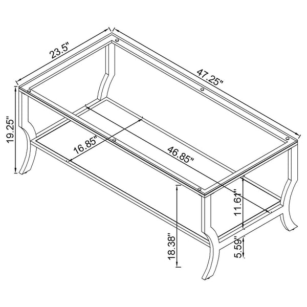 Coaster Saide 2-Piece Glass Top Coffee & End Table Set Chrome