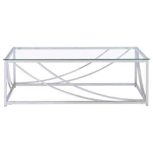 Coaster Lille 2-Piece Glass Top Coffee & End Table Set Chrome