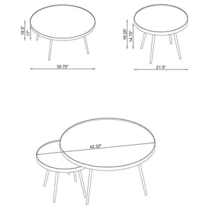 Coaster Kaelyn 3-Piece Round Coffee & End Table Set Gold