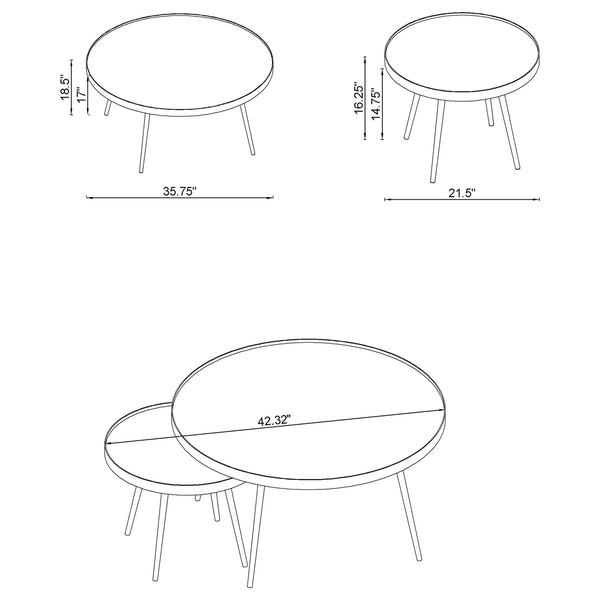 Coaster Kaelyn 4-Piece Round Coffee & End Table Set Gold