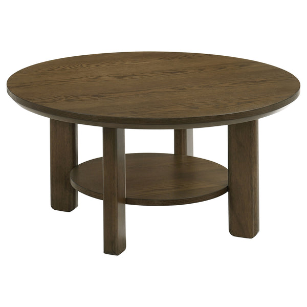 Coaster Ottowa 3-Piece Round Wood Coffee Table Set Brown