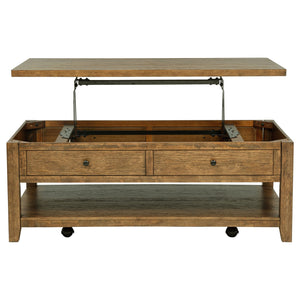 Coaster Payne 48-Inch Mobile Lift Top Coffee Table Distressed Brown