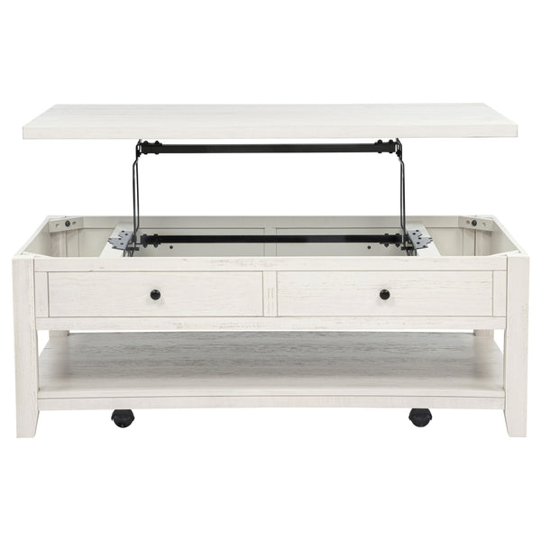 Coaster Payne 48-Inch Mobile Lift Top Coffee Table Distressed White