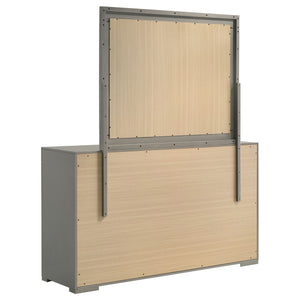 Coaster Ives 6-Drawer Dresser & Mirror Grey High Gloss