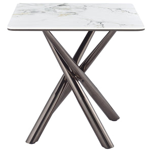 Coaster Carvell Square Sintered Stone End Side Table Mirage White