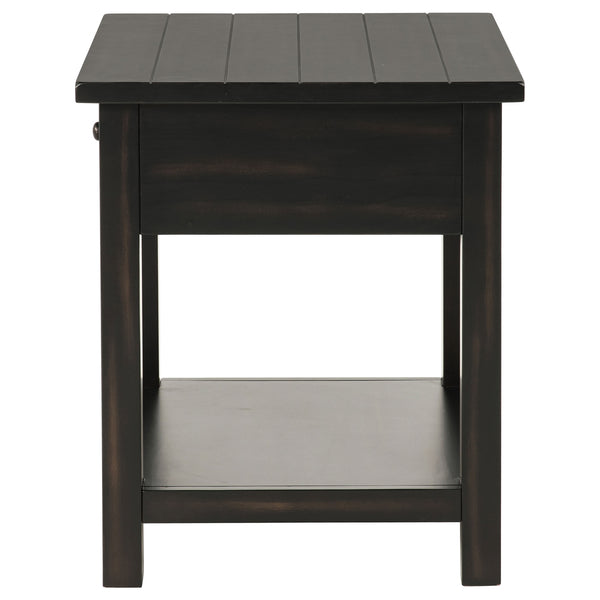 Coaster Payne 1-Drawer Wood End Table With Shelf Distressed Java