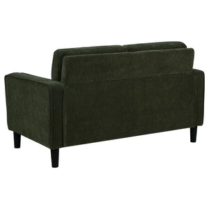 Coaster Ruth Fabric Upholstered Track Arm Loveseat Matcha Green