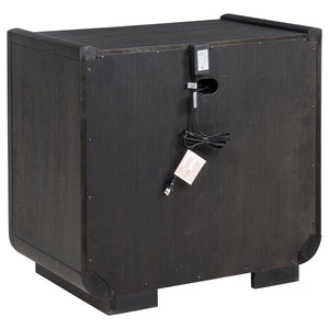 Coaster Leandro 2-Drawer LED Nightstand With Usb Burnished Black