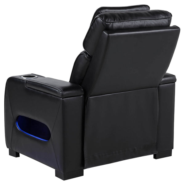 Coaster Zuma Faux Leather Upholstered Dual Power LED Recliner Black