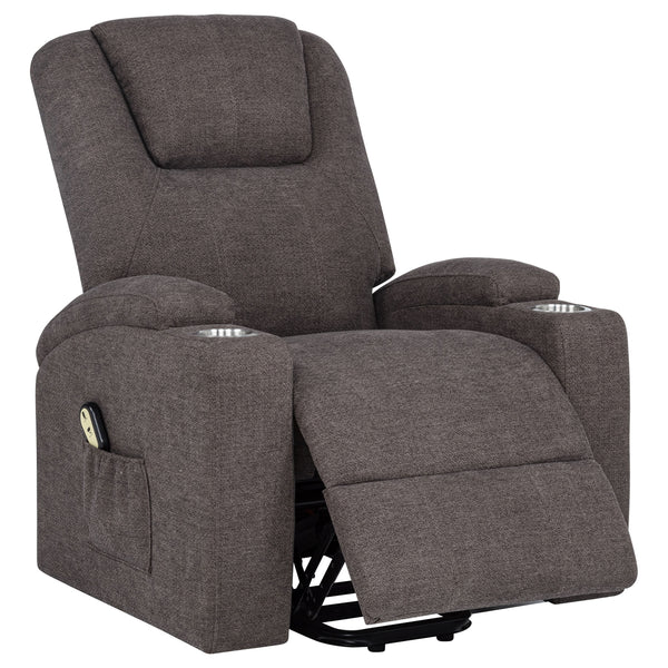 Coaster Louie Chenille Upholstered Power Lift Massage Chair Brown