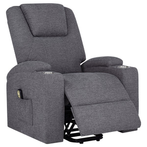 Coaster Louie Chenille Upholstered Power Lift Massage Chair Grey