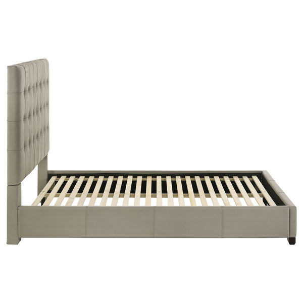 Coaster Medley Genuine Leather Queen Panel Platform Bed Tan