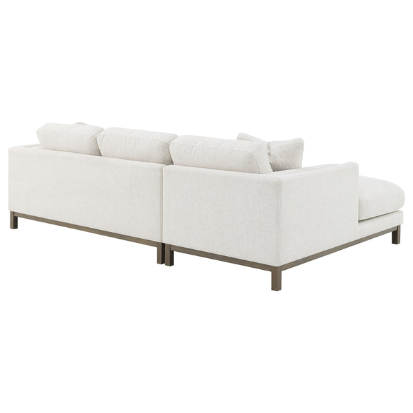 Coaster Geneva Boucle Upholstered Sectional Chaise Sofa Sand
