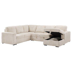 Coaster Devonshire Sleeper Sectional Sofa Storage Chaise Camel