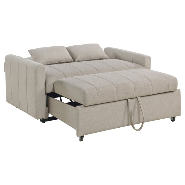 Coaster Portland Boucle Upholstered Sleeper Sofa Bed Latte