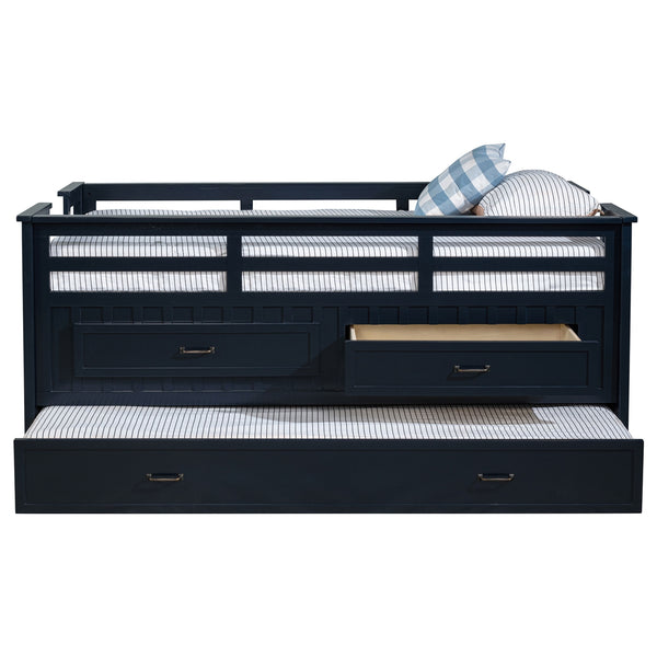 Coaster Carlsbad Wood Twin Captains Bed With Trundle Navy Blue