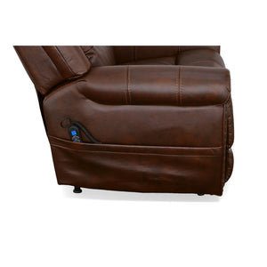 Flexsteel Oscar Fabric Power Lift Recliner with Right-Hand Control & Power Headrest in Pumpernickel