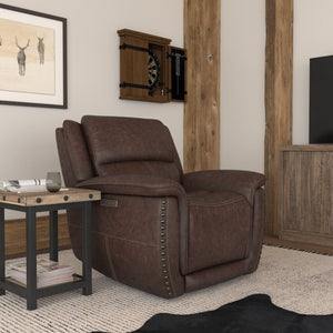 Flexsteel Zero Gravity Beau Fabric Power Recliner with Power Headrest in Sable