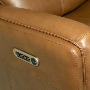 Flexsteel Alister Leather Power Gliding Recliner with Power Headrest and Lumbar in Sedona