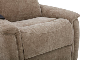 Flexsteel Zero Gravity Luma Fabric Power Lift Recliner with Power Headrest, Lumbar, Heat & Massage in Light brown