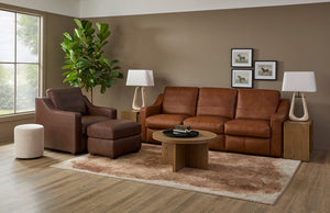 Flexsteel Hudson Leather Ottoman in Woodland
