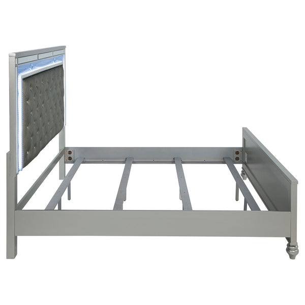 Coaster Gunnison Wood King LED Panel Bed Silver Metallic