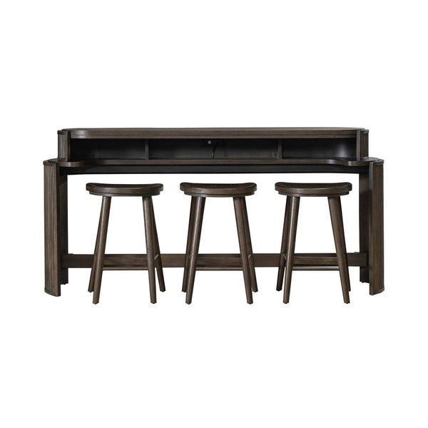 Liberty Furniture City View Coffee Bean Scooped Seat Console Stool with Round Turned Tapered Legs
