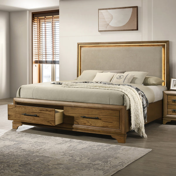 New Classic Talcott Queen Lighted Headboard in Honey