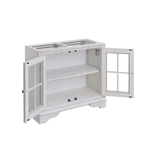 Liberty Furniture Magnolia Manor Antique White & Weathered Bark 2-Piece Bunching Display Cabinet Set with LED Lighting