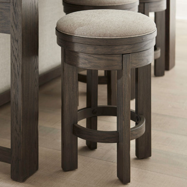 Liberty Furniture Lennox Hill Bark 4-Piece Console Bar Table & 3 Upholstered Swivel Console Stools Set with USB
