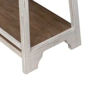 Liberty Furniture Magnolia Manor Antique White & Weathered Bark 5-Shelf Leaning Pier Bookcase