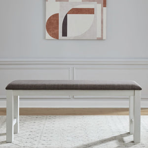 Liberty Furniture Brook Bay Textured White With Carbon Gray Tops Upholstered Counter Bench